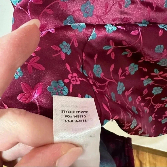 Lulus Always Decadent Magenta Floral Brocade Puff Sleeve Mini Dress Medium - Picture 11 of 12